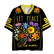 Fashion Trend and Peace Flower Bloom, Size 96 V-neck Mesh Jersey for Both Men and Women