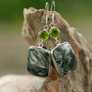綠龍晶。斜綠泥石。耳環∣禮物 母親節 畢業