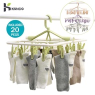 Konco Cloth Hanger Home Storage Rack Foldable Drying Rack Closet Hook Clothes Rotating Organizer for Clothes, Socks 20Clips