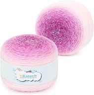 Katech Ombre Yarn for Crocheting-Large Skein of Gradient Yarn Cake-2 Pack of 190g/6.7 oz-71% Acrylic