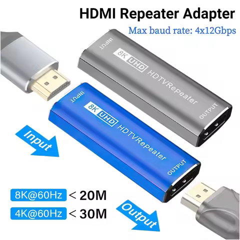 8K HDMI-Compatible Repeater Video Adapter CEC/HDR 30M 4K 60Hz HDMI-Compatible 2.1 Cable Extender HDM