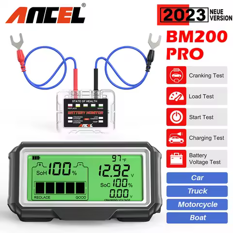 ANCEL BM200 PRO 12V LED Car Battery Tester Monitor Head-Up Display Battery Health Analyzer SOH SOC C