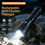 Boruit Rechargeable LED Flashlight 800mAh IPX4 Waterproof with Digital Display Type C Charging Zooma