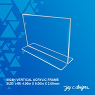 Acrylic Vertical Frame - 4.0" X 6.0" (4R) Landscape - Jay C. Designs - 4024H