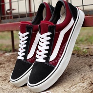 SEPATU SNEAKER PRIA VANS OLD SKOOL CLASSIC HITAM MAROON  PREMIUM 0RIGINAL 100%