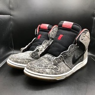 二手 零碼 US8 Nike Dunk High Premium SB Salt Stain 鹽漬 雪花 白色 黑色 紅標 厚鞋舌 果凍底 氣墊 高筒 男鞋 復古籃球鞋 滑板鞋 休閒鞋 313171-024