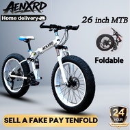 AENXRD Fat Tire Basikal 26" 21 Speed Folding Disc Brake Bike