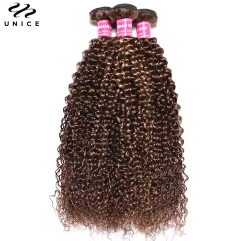UNICE Hair TL412 Blonde Highlight Curly Hair Bundles 1/3/4 PCS Deal Pre Colored Human Hair Bundles S