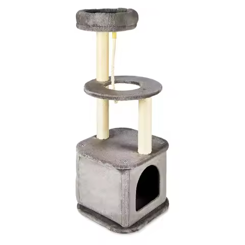 39.4" High 4-Level Cat Tree Tower with Condo and Sisal Post, Grey