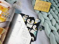小物系列-薄款三角布書籤系列-藍色企鵝布書籤-手作布製書籤