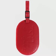 agnes b. 橢圓壓印皮革行李吊牌-紅色