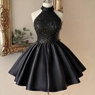 Elegant Formal Romantic Fashion Satin Sequin Patchwork Spaghetti Strap Bustier A-Line Party Evening 