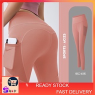 YOGA Pants With Pocket Legging Women Sports Fitness Trackpants Peach Tight Pants Abdomen Stretch Run