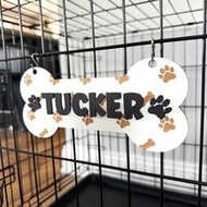 Custom Wooden Dog Kennel Name Plaque, Personalized Dog Crate Sign With Paws, Personalized Pet Name P