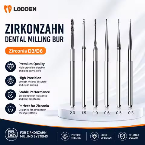 Zirkonzahn D3/D6 Dental Zirconia Bur 2.0/1.0/0.6mm DC/DLC/DCG Coated Dental CAD CAM Milling Tools fo
