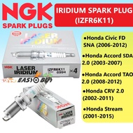 100% JAPAN GENUINE NGK LASER IRIDIUM SPARK PLUG (IZFR6K11) 1Set 4Pcs HONDA