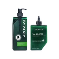 AROMASE 5α Intensive Oily Hair Solution Kit (5α Juniper Scalp Purifying Liquid Shampoo 9.1 Fl Oz + 5