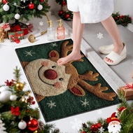 Christmas Rug Non-Slip Reindeer Bath Rug 23.6x15.7 Inch Washable Christmas Kitchen Mat for Holiday P