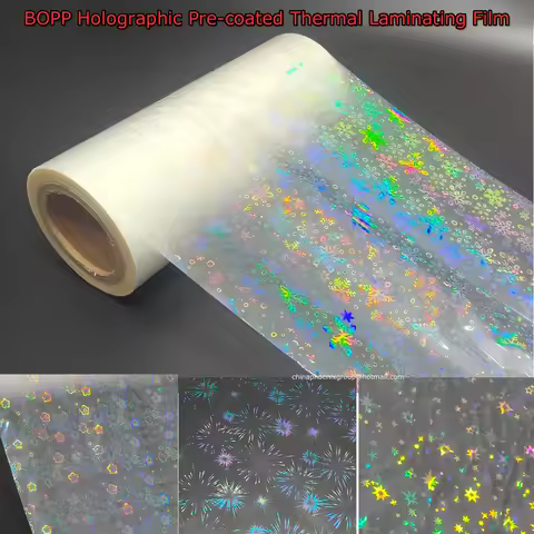 BOPP High-Gloss Holographic Pre-coated Thermal Laminating Film 1"Core 4mil 11.8/12.2/12.6 inches× 65