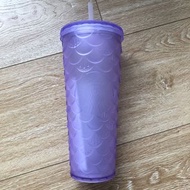 星巴克浪漫紫色魚鱗塑料吸管杯