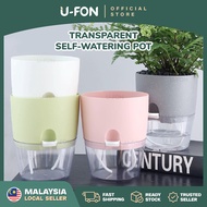 Transparent Self-watering Pot Transparent Double Layer Self Watering Pot Flower Pot Pasu Bunga Auto 