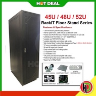 RACKIT 45U / 48U / 50U / 52U Floor Stand Series with Castor Wheels Equipment Tray Ventilation Fan E