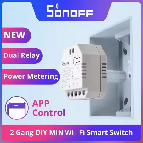 Sonoff Dual R3 Sonoff Dualr3 WiFi Curtain Switch 2-Gang with Power Metering Dual Relay Module Contro