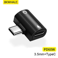 BKWHALE 2 In 1 USB C To Audio Headphone Converter Adapter (60W/3.5mm)