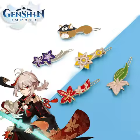 Hot Game Genshin Impact Hair Clips Pins Diluc Albedo Ganyu Xiao Characters Cosplay Brooch Metal Head
