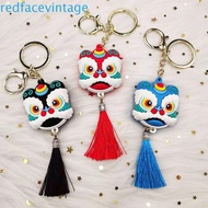 REDFACEVINTAGE Lion Dance Head Keychain Creative Cute Keychains Couple Keychain Car Keyring Lion Doll Keyring