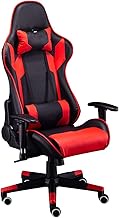 SMLZV Gaming Chair,Racing Style Office Chair Ergonomic Computer Chairs with Headrest and Lumbar Support,Adjustable Height Tilt High-Back PU Leather Rolling Swivel Chair (Color : Red)