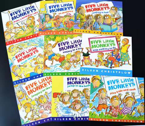 9 Books Five Little Monkeys Liao Caixing English Picture Storybook Children Kids Early Education