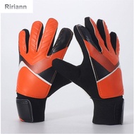 RIRIANN ถุงมือลูกฟุตบอล PU กันลื่นสำหรับถุงมือผู้รักษาประตูทนต่อการสึกหรอเด็กถุงมือผู้รักษาประตูเด็กแบบหนานัดฟุตบอล