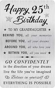 MOQIYXL Granddaughter 25th Birthday Card, Happy 25 Birthday Granddaughter Gifts Ideas, Small Engrave