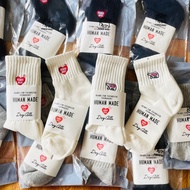 HUMAN MADE Socks - Japanese-Made Pure Cotton with Bamboo Fibers, Cute Heart Design for Couples