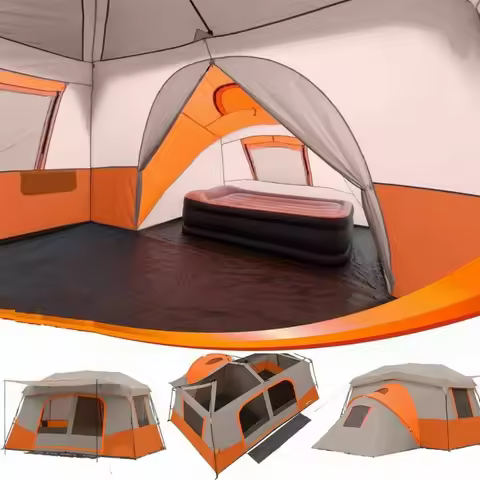 11 Person 3 Room Instant Cabin Tent Ozark Trail Outdoor Camping Private Room Sports Entertainment