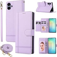 Dswteny Compatible with Samsung Galaxy A06/A07 Wallet Case Wrist Strap Crossbody Strap, Mirror PU Le