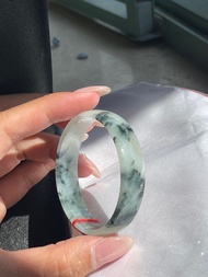 【細圈口之寶】天然緬甸翡翠A貨飄花手鐲（全自然光拍攝）