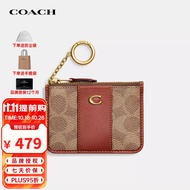 蔻驰（COACH）奢侈品女士印花小卡包零钱包卡其CI185B4NQ4【品牌授权直供】