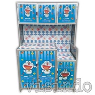 RAK PIRING ALUMINIUM KERAMIK 3 PINTU LEGOK KACA LUKIS KARAKTER
