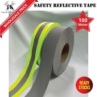 FABRIC SAFETY REFLECTIVE TAPE / REFLECTIVE LINE / TAPE PANTULAN KESELAMATAN / GREEN SILVER REFLECTIV