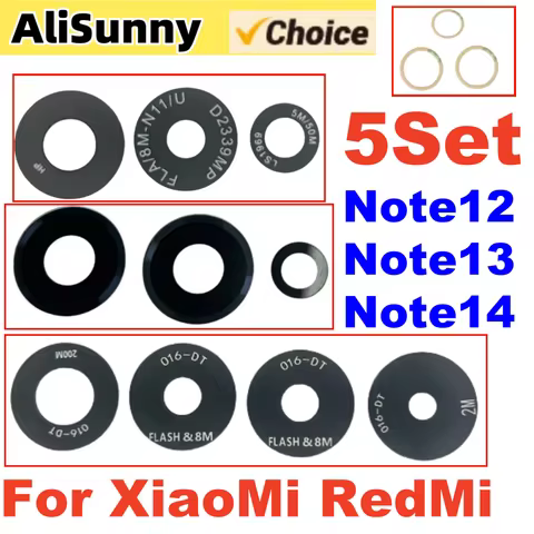 5set Back Camera Glass Lens For Xiaomi Redmi Note 14 Pro Plus 12 13 4G 5G 12S Rear Cam Len 3M Sticke