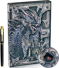 3D Dragon Vintage Diary + Pen Set, A5 Lined Notebook, Personal Organiser, DND Journal, Notebook Plan