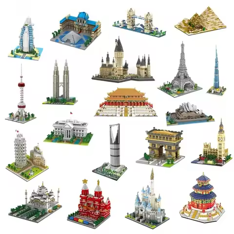 YZ Mini Blocks Architecture Pisa World Landmark Building Bricks Louvre Lovely Toys Eiffel Tower Mode