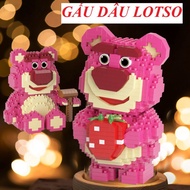 Lego bearbrick | Mini Assembling Loso Strawberry Bear - Cute Cartoon Animal-3D Effect - Intellectual Development Toymodel