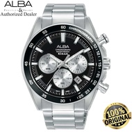 (Official Warranty) Alba Active Chronograph Black &amp; White Collection Stainless Steel Men Watch AT3J67X