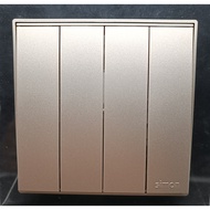 SIMON E6 CHAMPAGNE QUARTET HOTEL SWITCH 4 GANG 2 WAY SWITCH