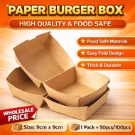 Burger Box Tebal Paper Box  Food Packaging Kraft Paper Burger Brown Burger Box