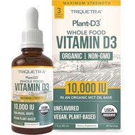 Organic Vitamin D3 10,000 IU - Plant D3, Vegan, Max Strength Sublingual Liquid D3 Drops - 200% Highe