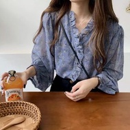 韓版🇰🇷雪紡碎花襯衫 外套 罩衫 #約會穿搭